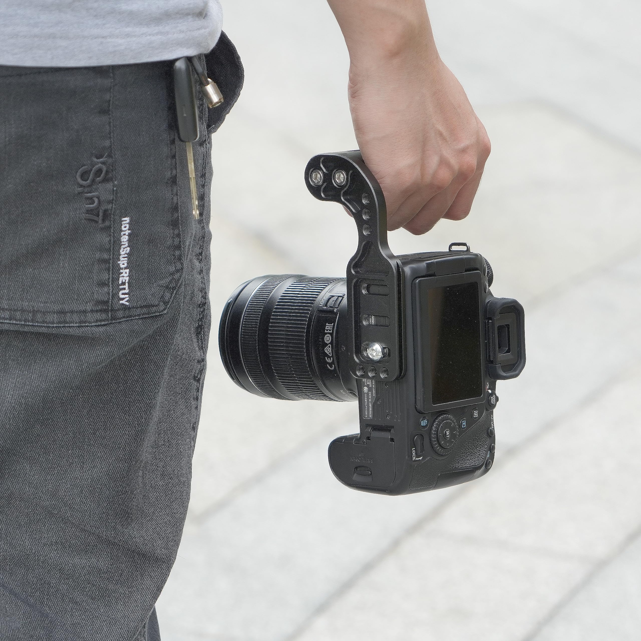 Focusfoto L-Shaped Bracket Holder Stabilizer With Side Handle Grip Universal For Dslr Mirrorless Camera, Handgrip With 1/4" Cold Shoe Mount For Mic Led Light, Quick Release Plate For Arca-Swiss Tripod